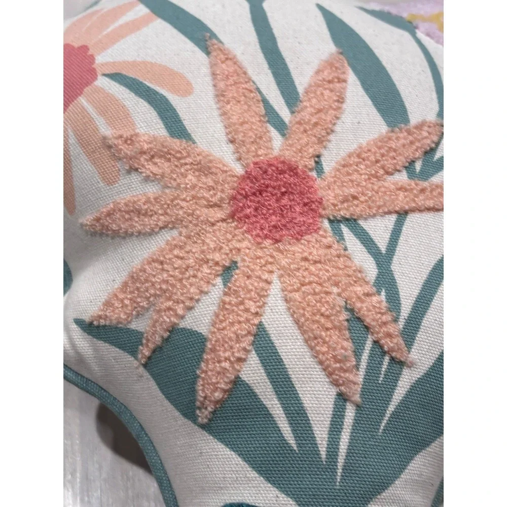 Pillowfort Flower Bouquet Shaped Decorative Pillow Embroidered Bee Kids Decor